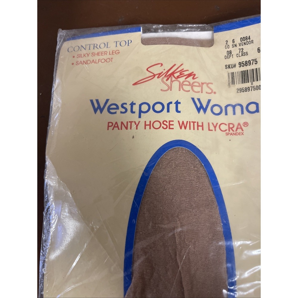 Westport Woman Silken Sheers Pantyhose Womens 2X Black Control Top Sandalfoot - Picture 4 of 7